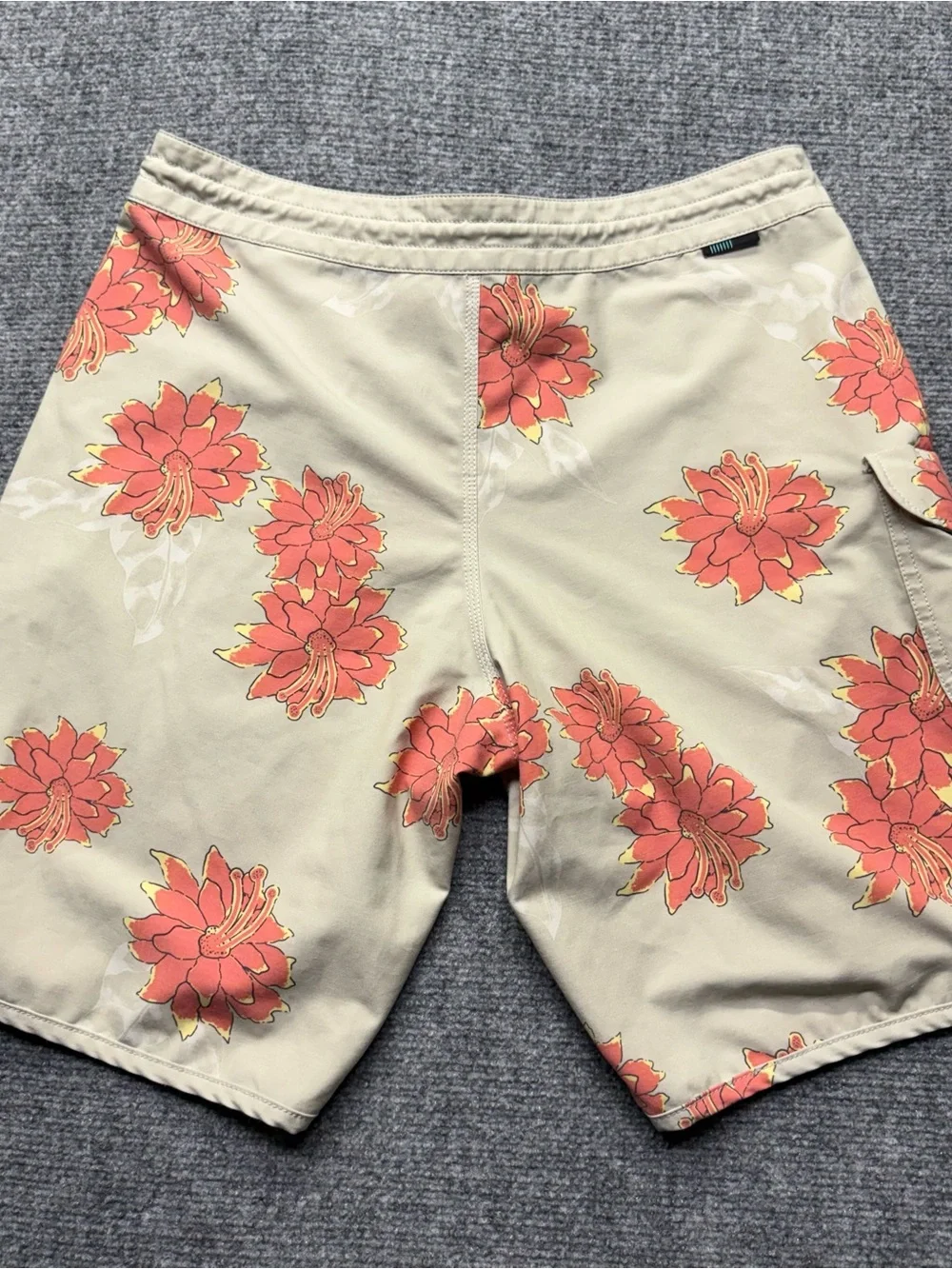 Vissla Board Shorts Mens 32 Gray Surf Beach Drawstring Floral Swim Trunks